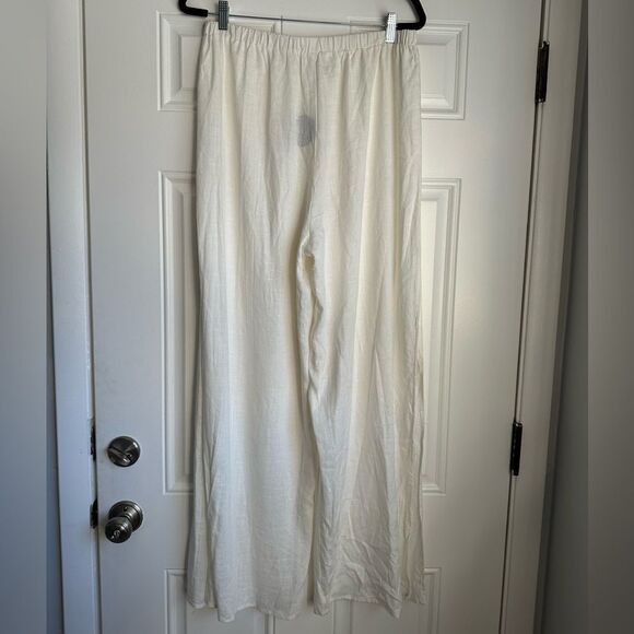 NWT LULUS SIZE XL Seaside Sweetie Wide Leg Pants Side Slit Boho Hippie Beach - Picture 6 of 6